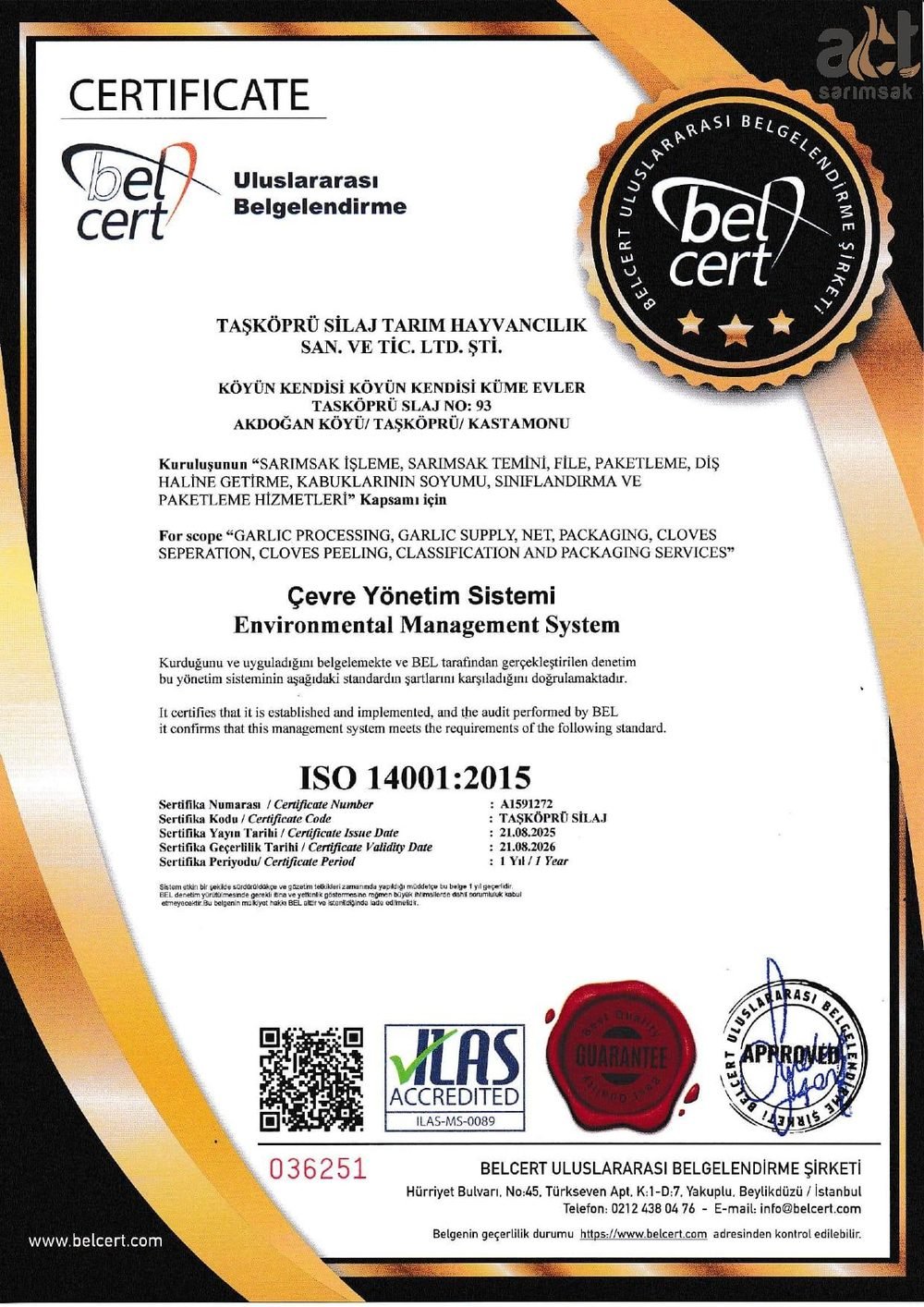 Coğrafi İşaret Tescil Belgesi